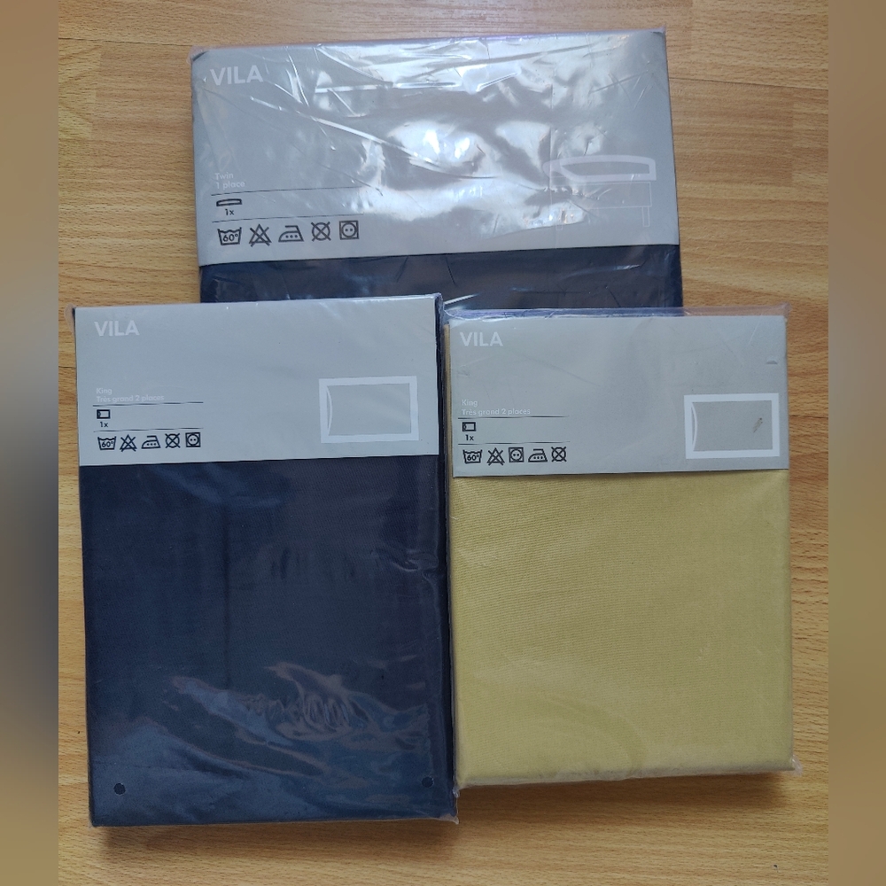 IKEA Vila Twin Fitted Sheet + 2 King Size Pillow Cover